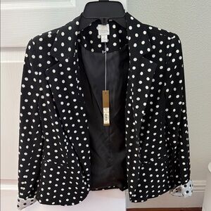LC Lauren Conrad Black and White Polka Dot Blazer